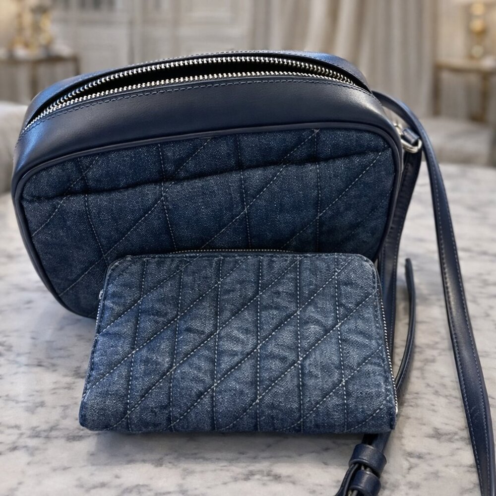 👜 Coach Quilted Denim Crossbody Purse + Matching Wallet – NWOT - Picture 2 of 7